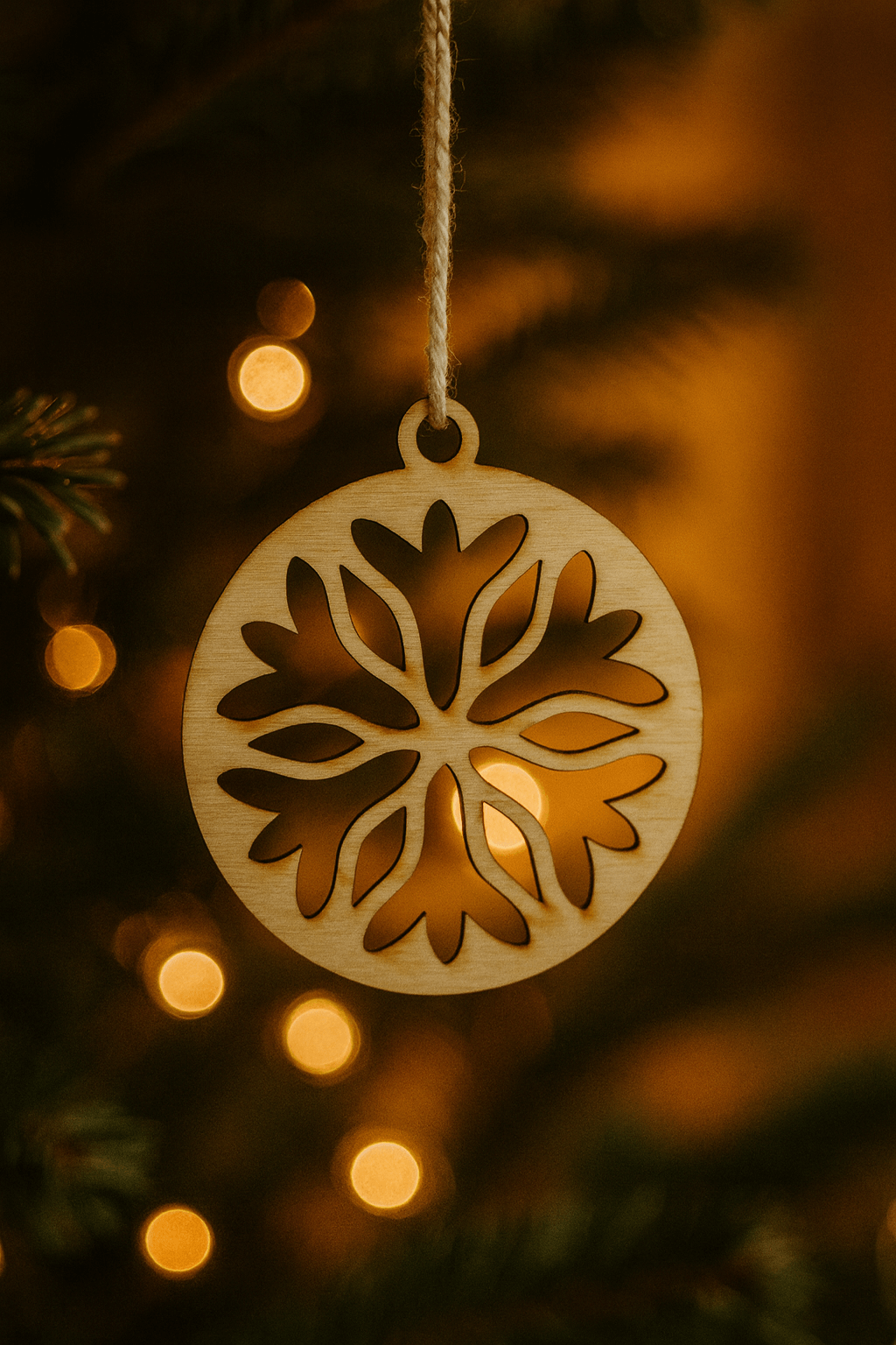 Wypalana ozdoba - Bombka ze śnieżynką - zestaw 5 sztuk