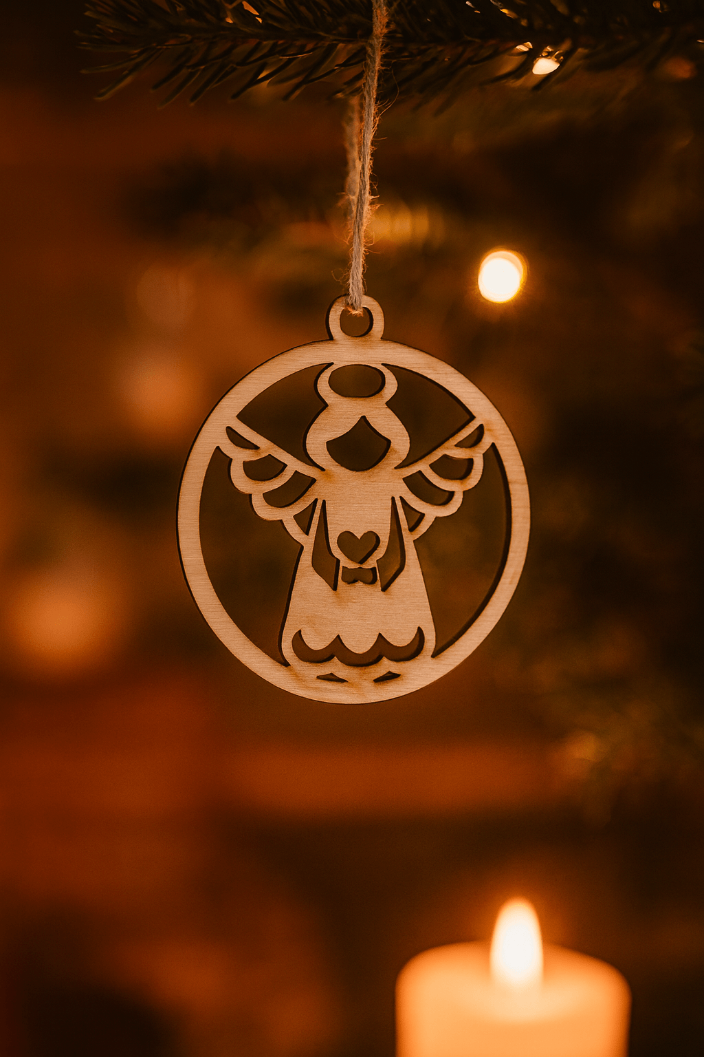 Wypalana ozdoba - Bombka z aniołkiem- zestaw 5 sztuk