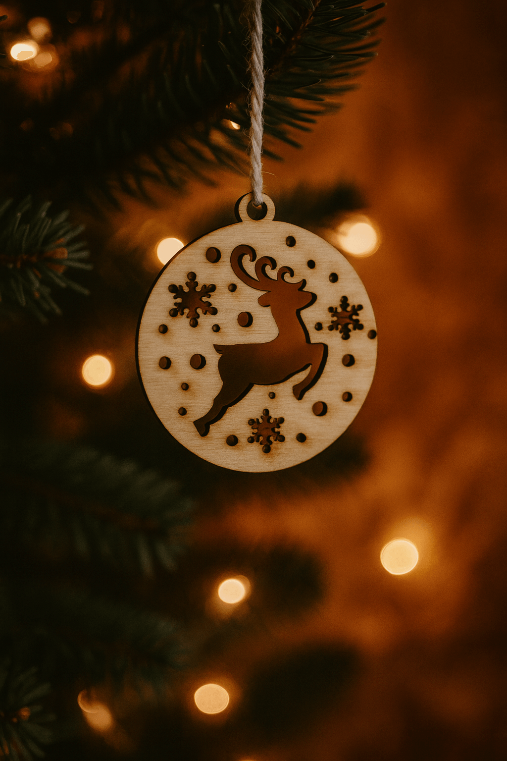 Wypalana ozdoba - Bombka z reniferem - zestaw 5 sztuk